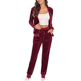 Generisch Damski dres do joggingu, 2-częściowy, złoty aksamit, zestaw do joggingu, sportowy dres fitness, dwuczęściowy strój rekreacyjny, jednokolorowy, elegancki dres sportowy z długim rękawem