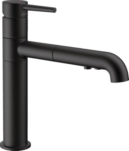 Delta Faucet Trinsic Pull Out Kitchen Faucet, Black Kitchen Sink Faucet, Kitchen Faucet with Pull Out Sprayer, Diamond Seal Technology Matte Black 4159-BL-DST