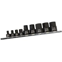 9pc 1/4" 3/8" DR Stubby Impact Hex Allen Key Bit Sockets Set 3863