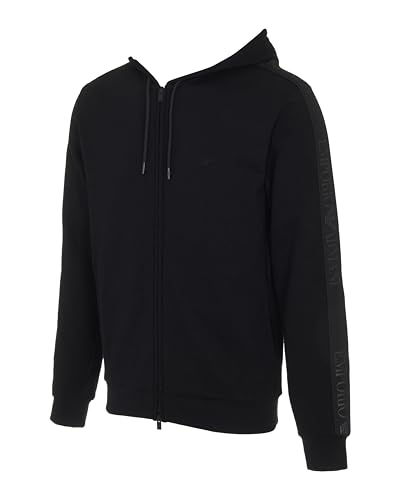 Emporio Armani MAN'S BASIC TERRY HOODIED FULL ZIP SWEATSHIRT BLACK L