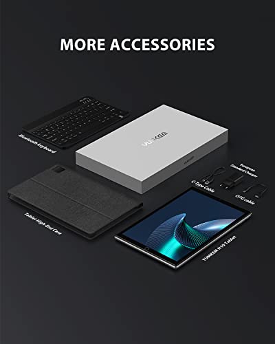 Yumkem 10 Inch Octa Core Tablet, 4Gb Ram 64Gb Storage, Android Tablet With Keyboard And Tablet Case, 10.1” Ips Hd Display, Android Os, 6000 Mah Battery, Bluetooth, 5G Wi-Fi, Gps, Fm, Dark Grey #TOP6