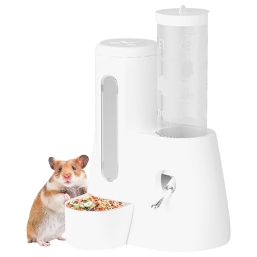 Hamster-Tränke Mit Halterung – Anti-Tropf-Wasserer Für Meerschweinchen – 2-in-1 Auto-Tränke Mit Futterbehälter – 300 Ml Futter + 125 Ml Wasser Für Hamster, Hase