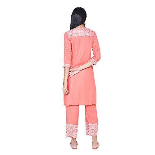 Image of global desi Womens Notched Neck Printed Kurta And Pants Set