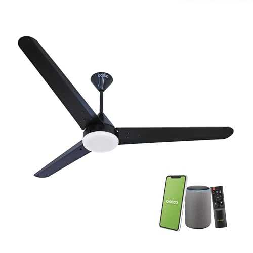 Image of OCECO Fansio Smart 1200MM Matt Black Ceiling Fan with Alexa LED Indicators, Mobile App, Smart Remote and 5-Star Rated that 65% Energy Savings 3-Year Warranty