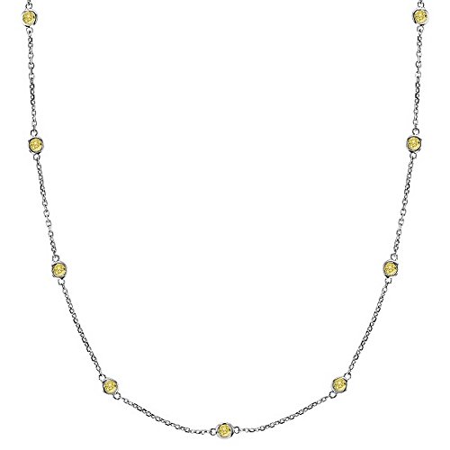 Fancy Yellow Canary Diamond Station Necklace 14k White Gold (2.00ct)