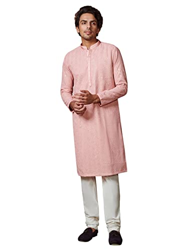 Image of Manyavar Men's Chikankari Sequin Work Kurta Set (2pcs)