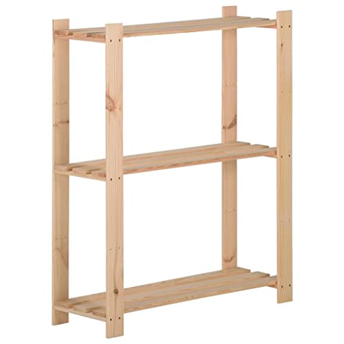 vidaXL Bois de Pin Massif Etagère de Stockage 3 Niveaux Organisateur de Rangement Etagère d'Entrepôt Cuisine Salon Sous-sol Intérieur 60x28,5x90 cm