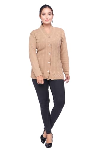 Image of Women Long Chain Design Woolen Winter WEAR Coat Cardigan (DKSELF)