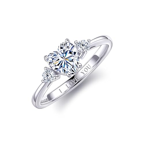 JIAOGE Promise Rings for Her - S925 Sterling Silver Moissanite Rings for Women Promise Ring Engagement Rings for Women Wedding Ring Wedding Engagement Gifts for Women Jewelry Birthday Bride Gifts