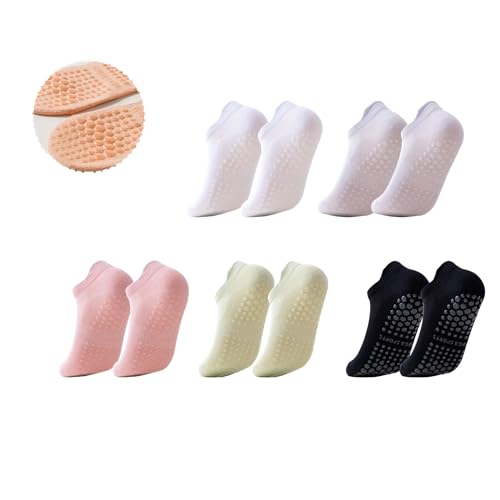 Image of Yoga Socks Women 5 Pairs Professional Sports Non-slip Silicone Running Women's Mesh Breathable Pilates Boat Socks, Medium