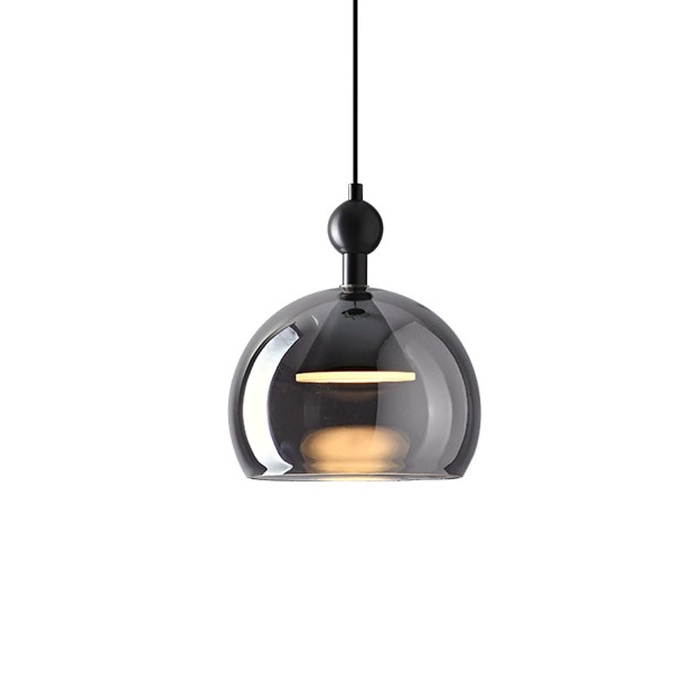 CSXSXAUO Hanging Lamp, Italian Simple Style Pendants ht,Three -color ht -adjustable LED Source Lamp.Copper Material Yakly Glass Gray Chandelier,hting Fixtures For Bedr