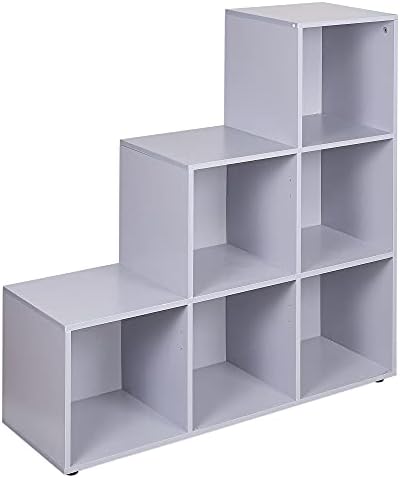 Naples 6 Cube Step Storage Bookshelf Unit (Stone Grey)