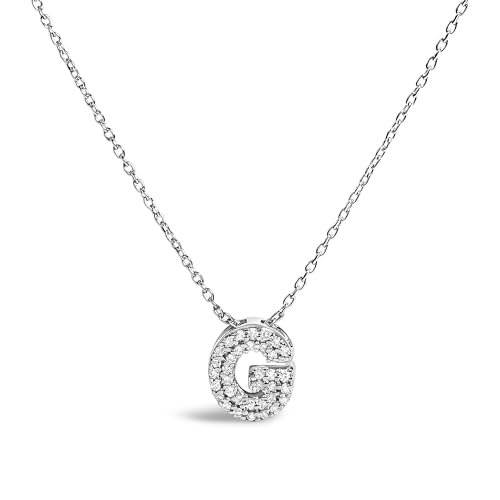 10K White Gold Diamond Accent "G" Initial Bubble Pendant Necklace