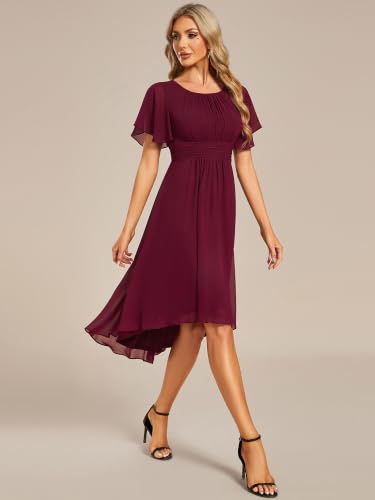 Image of Ever-Pretty Women's Chiffon Crew Neck Empire Waist Wedding Guest Dress Summer Short Sleeve Semi Formal Dresses 02053