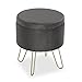 Versa Belgaum Repose-Pieds Tabouret Rond Bas pour Salon ou Chambre, Dimensions (H x l x L) 38 x 45 x 38 cm, Textile et Métal, Couleur Gris foncé