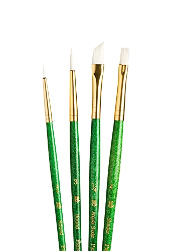 Princeton RealValue Brush Set, White Taklon, Green Handle, 4 Piece, 1 Count