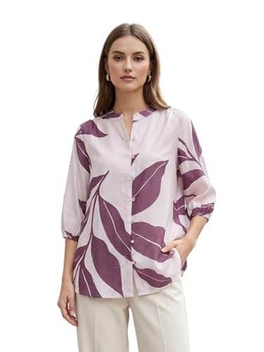 Image of NAINVISH Printed Top Short Sleeve Button Down V Neck Lightweight Soft Fabric Casual Office Summer Stylish Patterned Womens Comfort Fit Regular Top