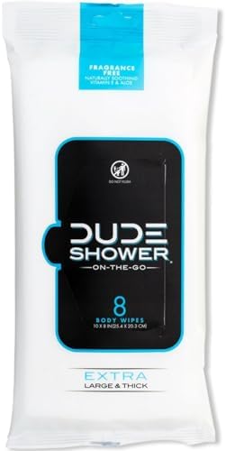 Amazon.com: DUDE Wipes - On-The-Go Shower Wipes - 1 Pack, 8 Wipes ...