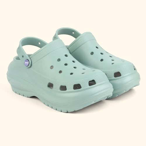Image of YOHO Jumbo Clogs for Women & Girls | Lightweight & Waterproof Monsoon Footwear | Chunky Design with Back Strap Rainy Sandals