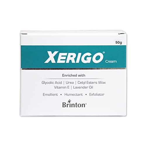Brinton Xerigo Intense Skin Moisturizing Cream with Exfoliating Ingredients for Cracked Feet, Elbow & Knees, Prevents Moisture Loss, Non-Greasy Quick Absorbing Formula l 50g