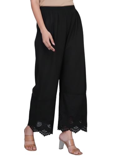 Pantalon en coton avec broderie en dentelle confection artisanale Leriya Fashion