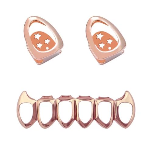 Grillz dentales Hip Hop con baño de oro 18K, 8 piezas miniatura 2