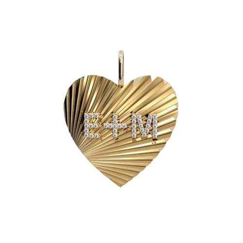 Si Jewels By Sandra Personalized Heart Pendant with Diamond Accents, 14K Gold Plated, Initial Charm Necklace, Gift For Her, Gift For Mom