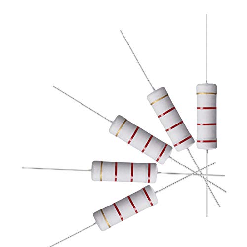 sourcing map 10Pcs 2.2K Ohm Resistor, 5W 5% Tolerance Metal Oxide Film Resistors, Axial Lead, Flame Proof for DIY Electronic Projects and Experiments