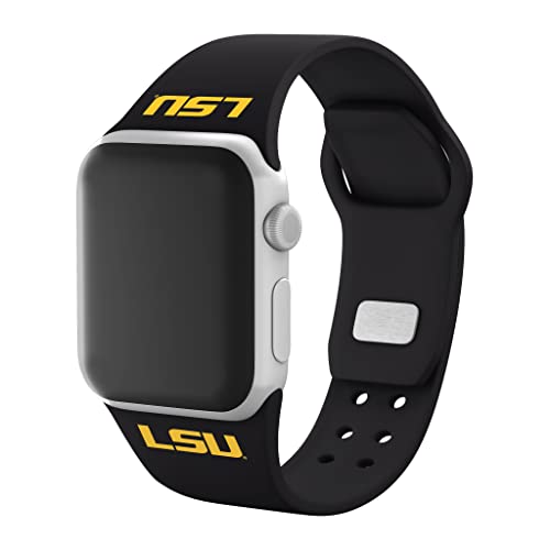 Affinity Bands Louisiana State LSU Tigers Silicone Sport Band compatible with Apple Watch (42/44/45mm Black)