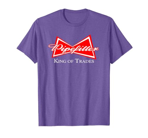 Funny Pipefitter Design King of Trades Steamfitter Plumber T-Shirt, Men, Purple Heather, Medium