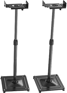 PERLESMITH Universal Speaker Stands Height Adjustable Extend 30.7” to 42.5” Holds Satellite Speakers & Bookshelf Speakers up to 11lbs-1 Pair PSSS2 Black