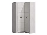 KRYSPOL Eckkleiderschrank Indiana I14 Kleiderschrank, Eckschrank mit Kleiderstange und Einlegeböden, Farbasuwahl, Modern Design (Kraft Weiß, Seite - rechts)
