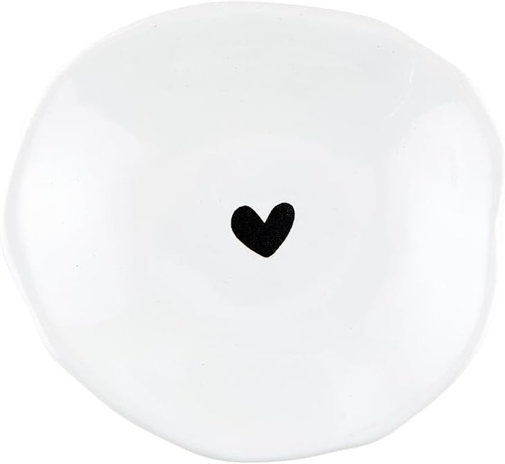 Santa Barbara Design Studio Serving Bowls Rustic White Glazed Ceramic Bowl, 4" x 3.75", Dip (Heart)