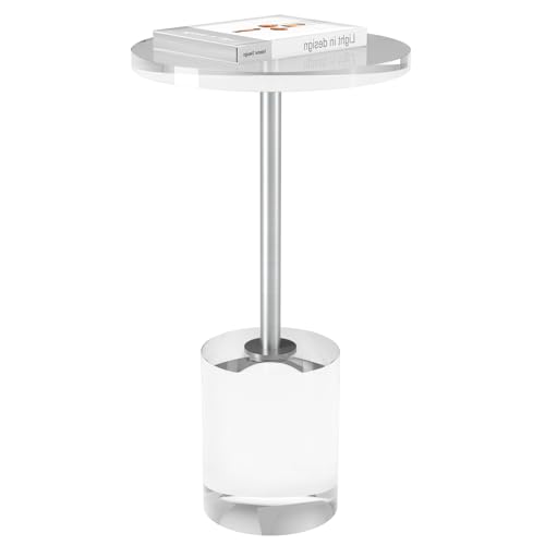 DigDozer Acrylic End Table, Modern Minimalist Acrylic Side Tables, Clear Side Table for Living Room, Bedroom, Office, Drink Table (12" D x 12" W x 21" H, Silver) by DigDozer - Used condition - US$133.05
