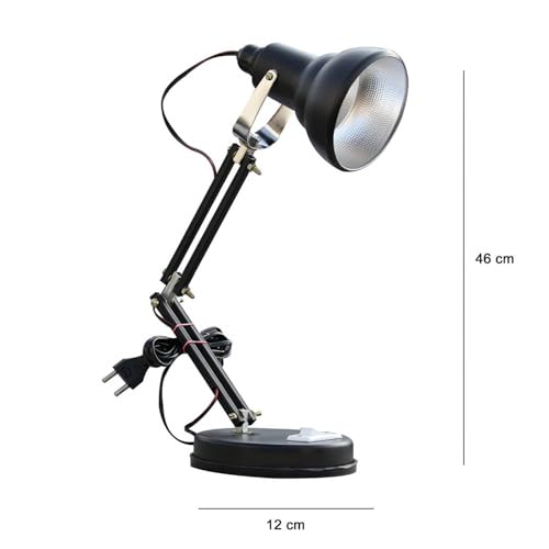 Image of AKR Matte Black LED Desk Lamp | Adjustable Swing Arm Study & Office Table Light with Stable Metal Body & Multi-Angle Design | Reading Lamp for Work Desk, Study Table & Home Use (Black)
