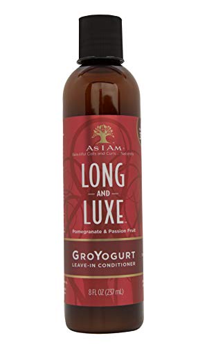 As I Am Long and Luxe GroYogurt Leave-In Conditioner - 8 Ounce - Moisturizes and Hydrates Curls and Coils - Enriched with Yogurt, Pomegranate, and Passion Fruit