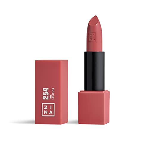3INA MAKEUP - The Lipstick 254 - Rosa nude Oscura - Barra de Labios Cremosa Mate con Vitamina E y Manteca de Karité Alta Pigmentación con Olor a Vainilla - Vegan - Cruelty Free