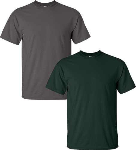 Lot de 2 t-shirts en coton Gildan G2000 XX-Large charbon et forêt