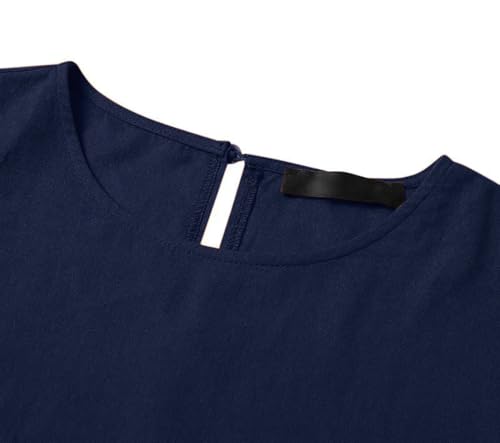 CHARTOU Women Elegant Long Dress Boat Neck 3/4 Lantern Sleeve Cotton Linen Dress with Belt4