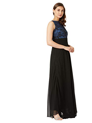Image of Miss Chase Women's Brick Red & Dusty Green Boat Neck Sleeveless Self Design Lace Overlaid Regular Dress