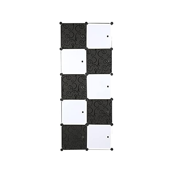NA 10 Cube Organizer Stackable Plastic Cube Storage Shelves Design Multifunctional Modular Closet Cabinet with Hanging Rod - Image 8