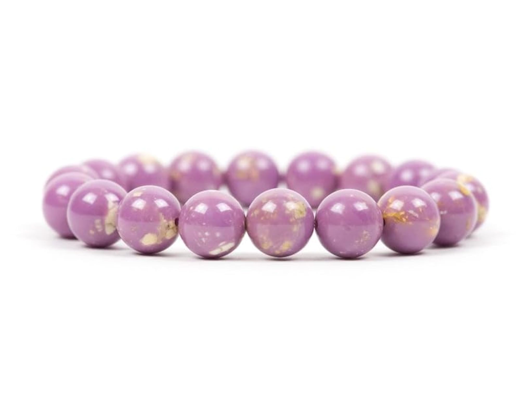 Natural Phosphosiderite 10mm Round Bead Stretchable Bracelet, Unisex Gift