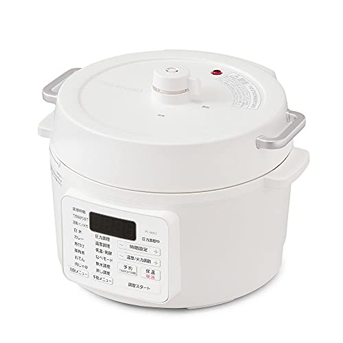 アイリスオーヤマ 電気圧力鍋 3L 低温調理可能 卓上鍋 予約機能付き ケーキも作れる メーカー保証付き レシピブック付き ホワイト PC-MA3-W