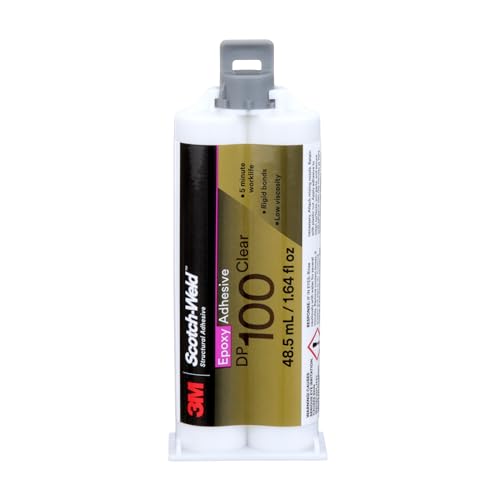 Image of 3M Scotch-Weld Epoxy Adhesive DP100, Clear, Two-Part Fast Cure Rigid Epoxy, High Shear Strength, High-Flow, Low Viscosity, Self-Leveling, 48.5 mL (1.64 fl oz) Duo-Pak, 1 Each