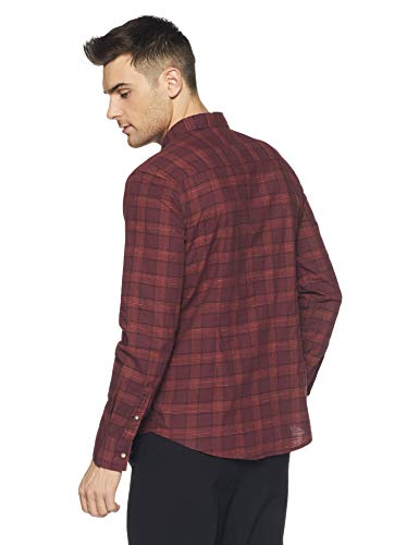 Image of Flying Machine Men's Solid Slim Fit Casual Shirt (FMSH8516 Wine Small)