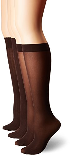 Hue Women's Cable/Rib/Opaque Assorted Knee Hi Socks, 4 Pair Pack Sockshosiery, -Espresso, One Size #TOP24