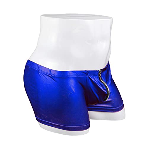 Men'S Metallic Shiny Underpant Sexy U Pouch Zipper Bulge Crotch Boxer Shorts Low Rise Underwear Brief Bikinis3