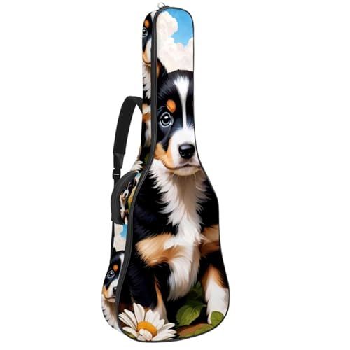 Sac guitare étanche à motif chien pour transporter votre acoustique 41 pouces au parc
