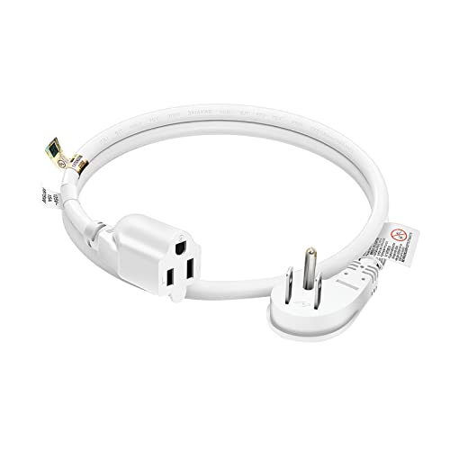 FIRMERST 1875W Low Profile Flat Plug 2Ft Extension Cord 14AWG 15A White