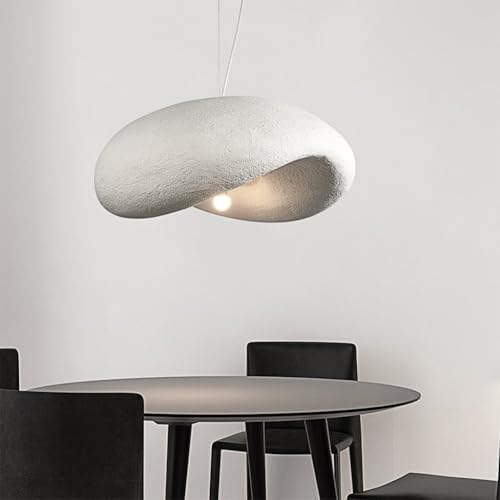 Lampe suspendue japonaise abat-jour 40cm E27 en pierre simulée pour bar et cuisine